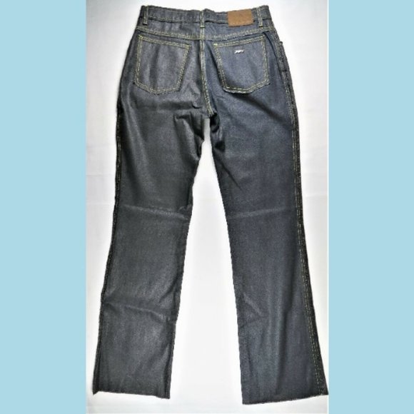 Krizia Jeans 30/32 Dark Blue Coated Denim Straight - Picture 6 of 8